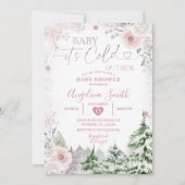 Winter Pastel Pink Snowflake Floral Baby shower Kaart (Voorkant)
