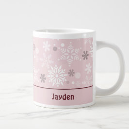 Winter Pastel Pink Snowflake kerstseizoen Grote Koffiekop