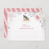 Winter Pastel Pink Snowflake Sleigh Advice For Mom Informatiekaartje (Voorkant / Achterkant)