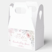 Winter Pastel Pink Snowflake Sleigh Baby Shower Bedankdoosjes (Geopend)