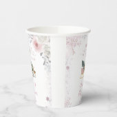 Winter Pastel Pink Snowflake Sleigh Baby Shower Papieren Bekers (Links)