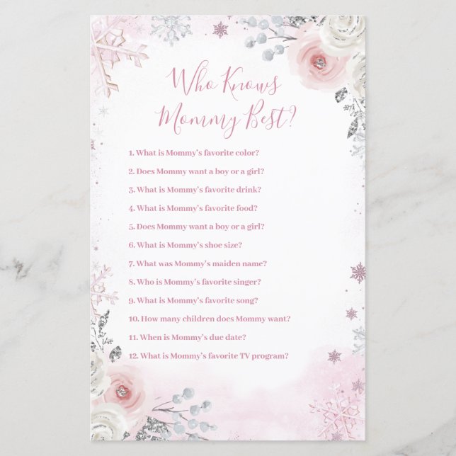 Winter Pastel Pink Snowflake Who Knows Mommy Best (Voorkant)