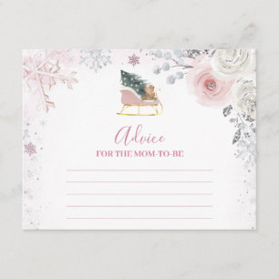 Winter Pastel Roze Sneeuwvlok Slee Advies Voor Moe Informatiekaartje