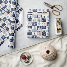 Winter Patchwork kerstcadeau inpakpapier