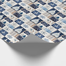 Winter Patchwork kerstcadeau inpakpapier