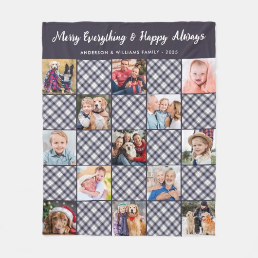 Winter Patchwork Plaid Custom 13 Fotocollage Fleece Deken (Voorkant)