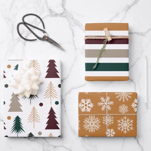 Winter Patroon Wrapping Papier Flat Sheet Set van Inpakpapier Vel (Voorkant)