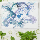 Winter Pattern. Blauw. Turkoois. Theedoek (Gevouwen)