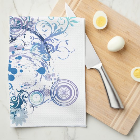 Winter Pattern. Blauw. Turkoois. Theedoek (Quarter Fold)