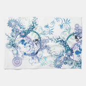 Winter Pattern. Blauw. Turkoois. Theedoek (Horizontaal)