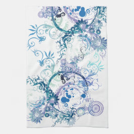 Winter Pattern. Blauw. Turkoois. Theedoek