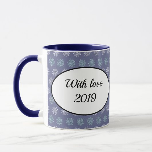 Winter Pattern Blue en White Snowflakes Mok (Links)