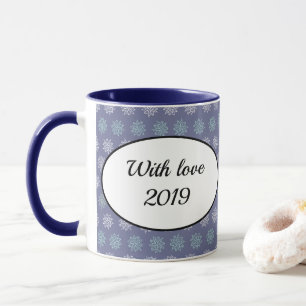 Winter Pattern Blue en White Snowflakes Mok