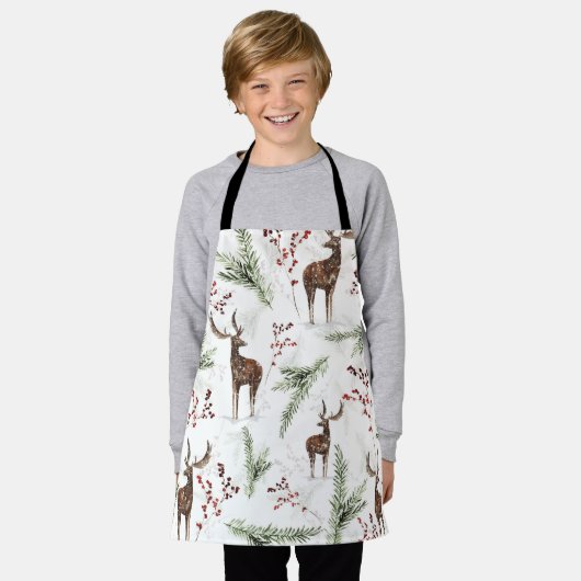 Winter Pattern Deer And Fir Needles Schort (Gedragen)