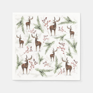 Winter Pattern Deer and Fir Needles Servet