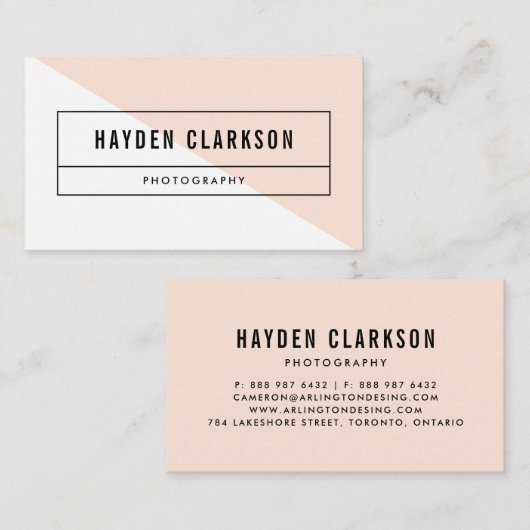 Winter Peach Color Block Modern Visitekaartje (Voorkant / Achterkant)