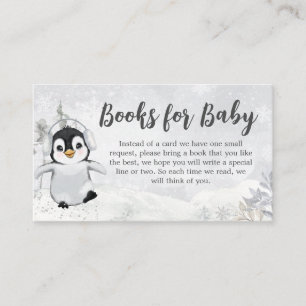 Winter Penguin Baby shower Boeken voor Baby Informatiekaartje