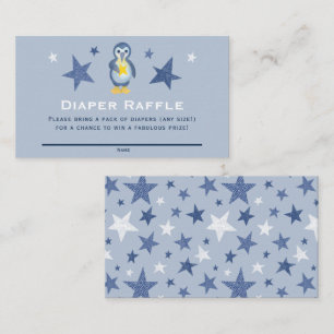 Winter Penguin Baby shower Diaper Raffle Ticket Informatiekaartje