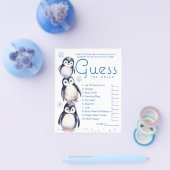 Winter Penguin Baby shower Game Sheet Flyer (Enkel)