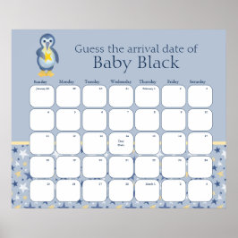 Winter Penguin Baby shower raadt de vervaldatum Poster