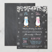 Winter Penguin Beer Gender Reveal Invitation Kaart (Voorkant / Achterkant)