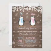 Winter Penguin Beer Gender Reveal Invitation Kaart (Voorkant)