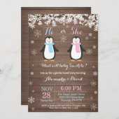 Winter Penguin Beer Gender Reveal Invitation Kaart (Voorkant / Achterkant)