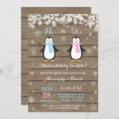 Winter Penguin Beer Gender Reveal Invitation Kaart (Voorkant / Achterkant)