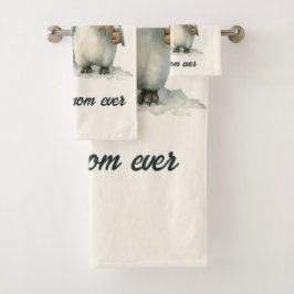 Winter Penguin “Best Mom Ever” Design Bad Handdoek