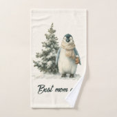 Winter Penguin “Best Mom Ever” Design Bad Handdoek (Handdoek)