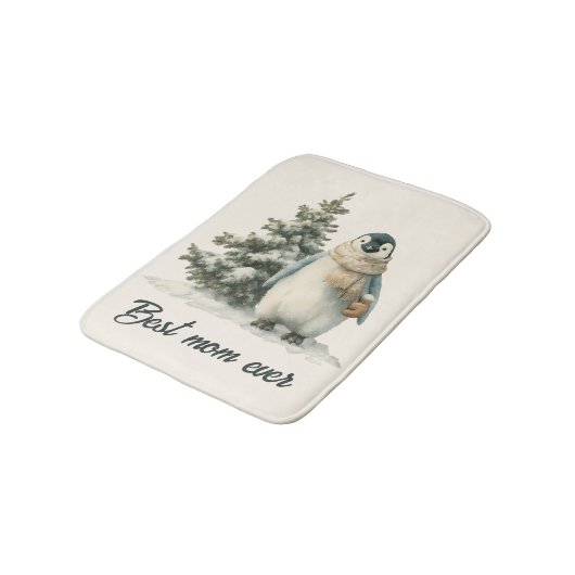 Winter Penguin “Best Mom Ever” Design Badmat (Gekanteld)