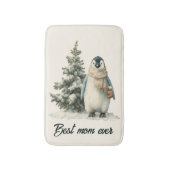 Winter Penguin “Best Mom Ever” Design Badmat (Voorkant Verticaal)