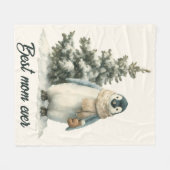 Winter Penguin “Best Mom Ever” Design Fleece Deken (Voorkant (Horizontaal))