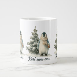 Winter Penguin “Best Mom Ever” Design Grote Koffiekop