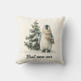 Winter Penguin “Best Mom Ever” Design Kussen