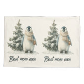 Winter Penguin “Best Mom Ever” Design Kussensloop (Achterkant)