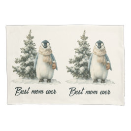 Winter Penguin “Best Mom Ever” Design Kussensloop