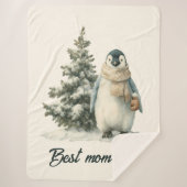 Winter Penguin “Best Mom Ever” Design Sherpa Deken (Voorkant)