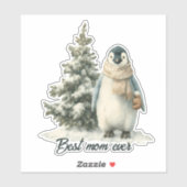Winter Penguin “Best Mom Ever” Design Sticker (Vel)