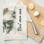 Winter Penguin “Best Mom Ever” Design Theedoek (Quarter Fold)