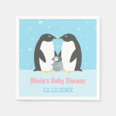 Winter Penguin Family Baby shower Papieren servett Servetten (Voorkant)