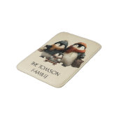 Winter Penguin Family Personalized Design Badmat (Gekanteld)