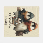 Winter Penguin Family Personalized Design Fleece Deken (Voorkant (Horizontaal))