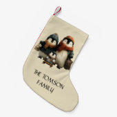 Winter Penguin Family Personalized Design Kleine Kerstsok (Voorkant (Hangend))