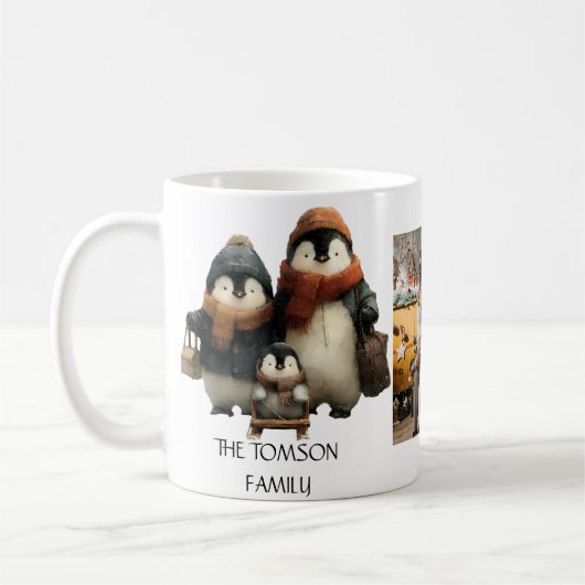 Winter Penguin Family Personalized Design Koffiemok (Links)