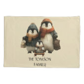 Winter Penguin Family Personalized Design Kussensloop (Achterkant)