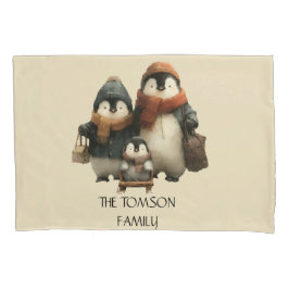 Winter Penguin Family Personalized Design Kussensloop