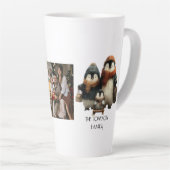 Winter Penguin Family Personalized Design Latte Mok (Rechterhoek)