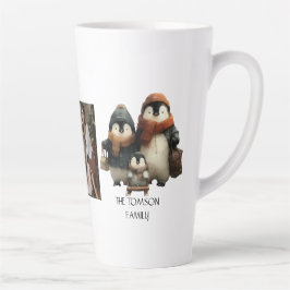 Winter Penguin Family Personalized Design Latte Mok