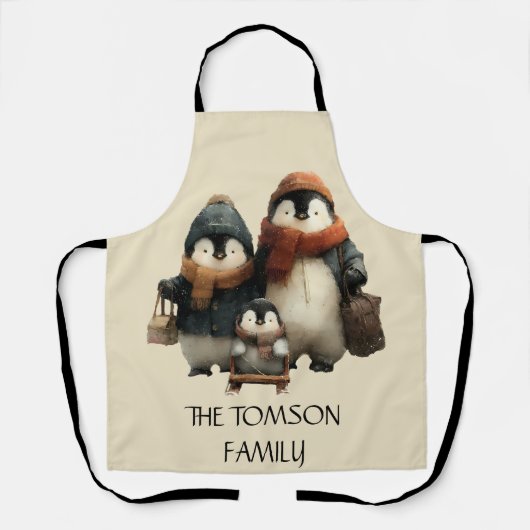 Winter Penguin Family Personalized Design Schort (Voorkant)